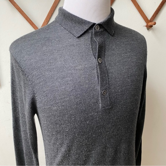 Bonobos Merino Wool Silk Grey Collared Pullover Slim Fit Sweater men’s Medium - Picture 8 of 14